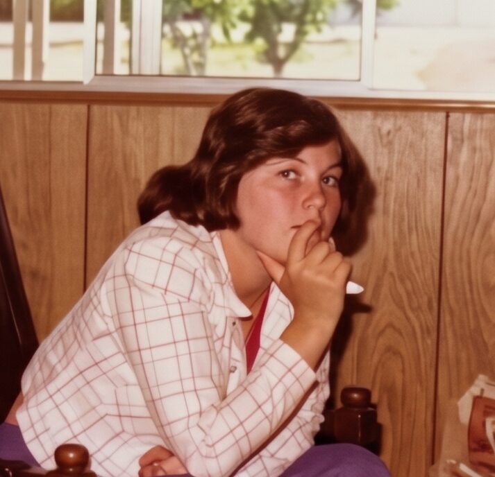 A candid photo of Andrea as a young woman